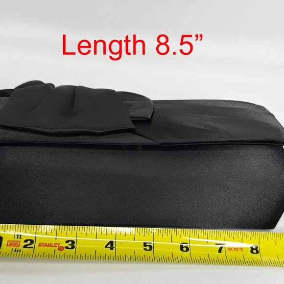 NWT Jessica McClintock Black Satin Bow Evening Clutch Bag - Picture 9 of 12